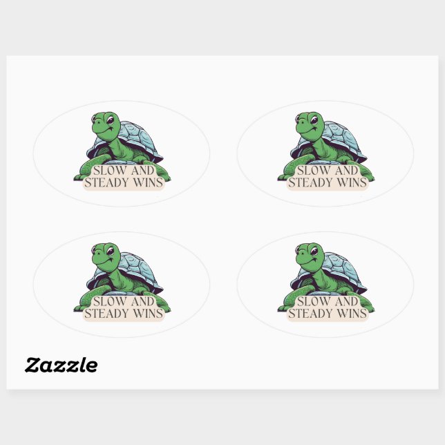 Sticker Ovale Tortue Lente Et Régulière (Feuille)