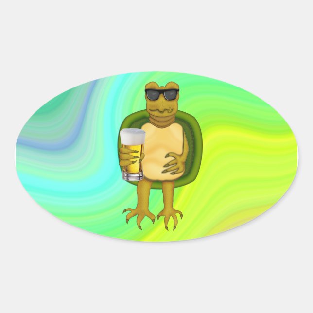 Sticker Ovale Tortue soif (Devant)