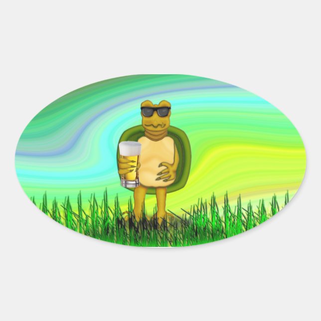 Sticker Ovale Tortue soif (Devant)
