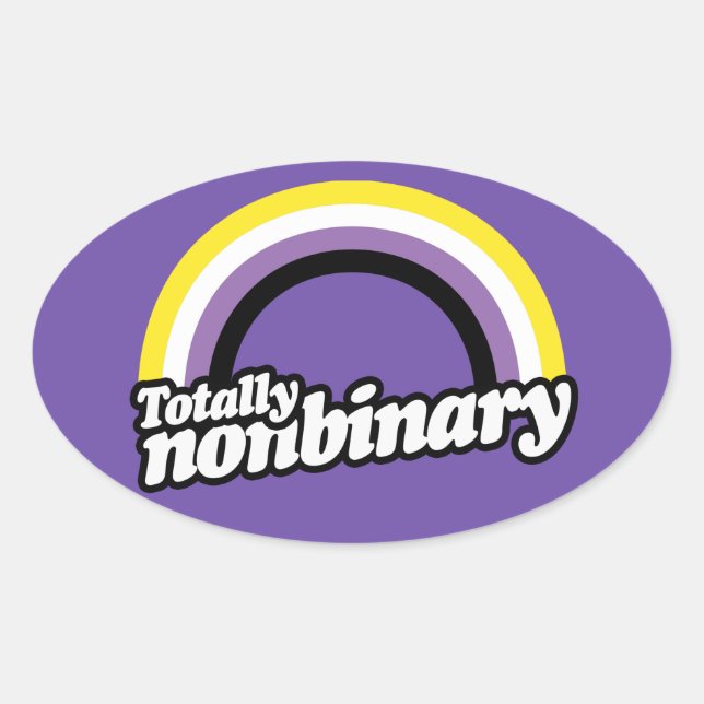 Sticker Ovale Totalement Non Binaire (Devant)