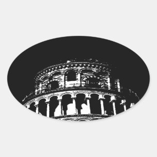 Sticker Ovale Tour blanche noire de Pise Italie