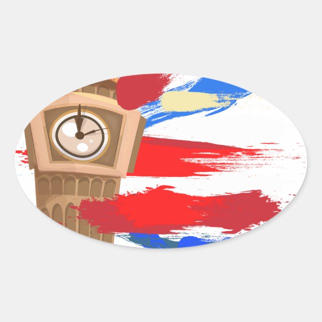 Sticker Ovale Tour d'horloge Big Ben Westminster (Devant)