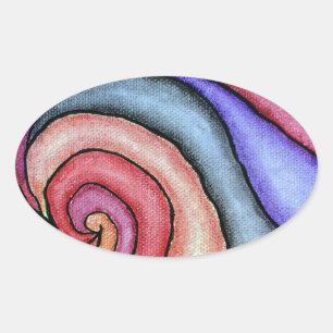 Sticker Ovale Tourbillon d'aquarelle