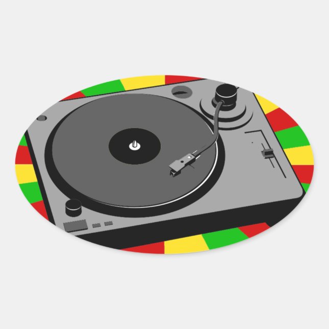 Sticker Ovale Tourne-disque Rasta (Devant)