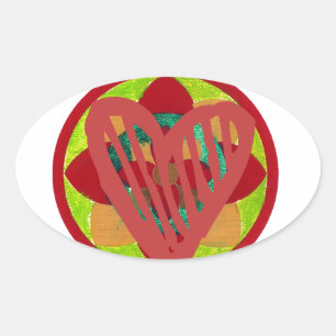 Sticker Ovale Tous les coeurs rentrent à la maison pour l'art Va