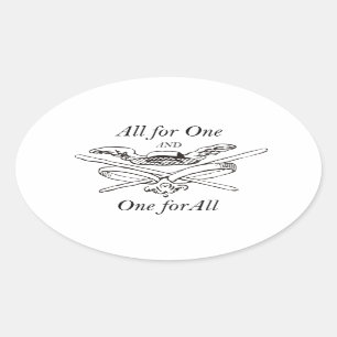 Sticker Ovale Tout pour un et un pour tous - Les trois mousqueta