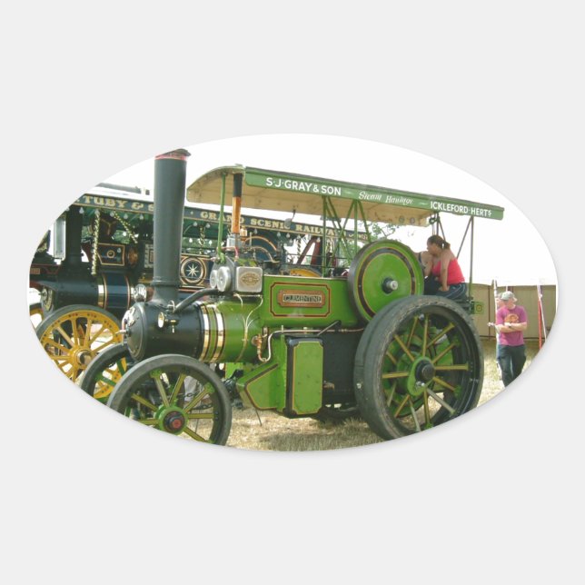 Sticker Ovale tracteur vintage (Devant)