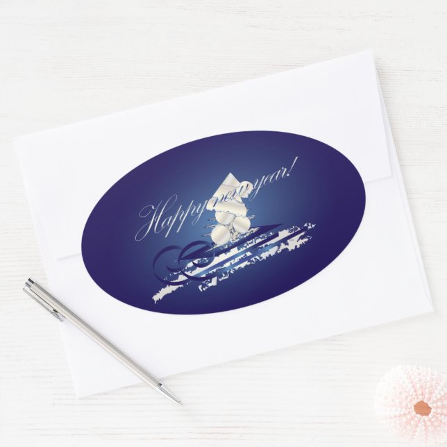 Sticker Ovale traîneau HNY (Enveloppe)