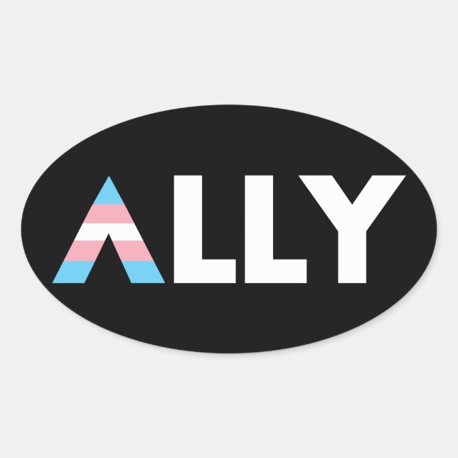 Sticker Ovale Trans Ally LGBTQ Transgenre LGBT (Devant)