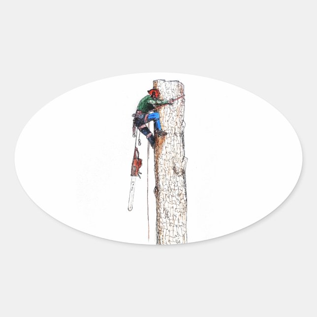 Sticker Ovale Tree Surgeon Arborist (Devant)