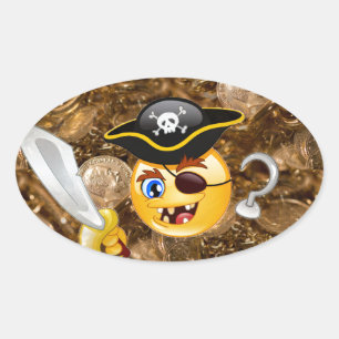 Sticker Ovale trésor pirate emoji