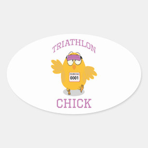 Sticker Ovale Triathlon Chick
