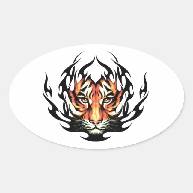 Sticker Ovale Tribal tiger (Devant)