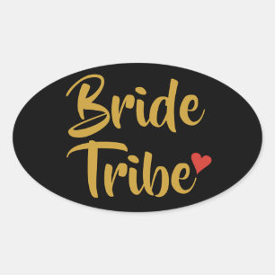 Sticker Ovale Tribu de la mariée Cœur rouge