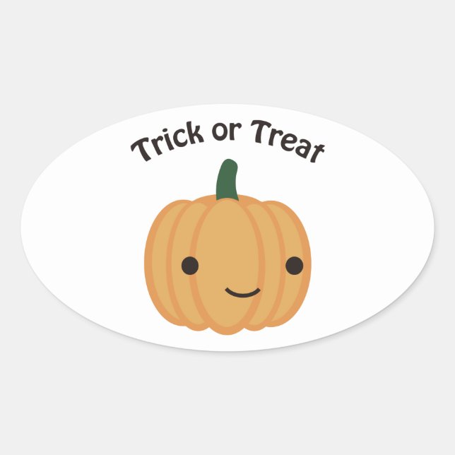Sticker Ovale Trick ou traitement - Citrouille mignon (Devant)