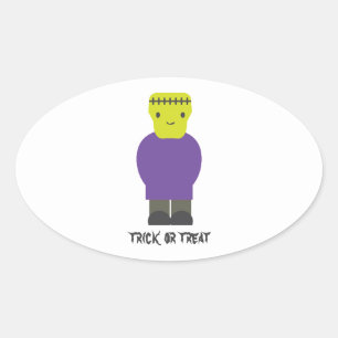 Sticker Ovale Trick ou traitement - Cute Frankenstein