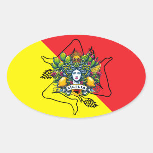 Sticker Ovale Trinacria sicilienne