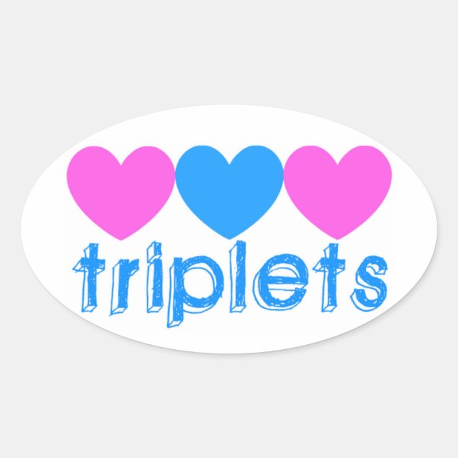 Sticker Ovale Triplet Deux Filles Un Garçon (Devant)