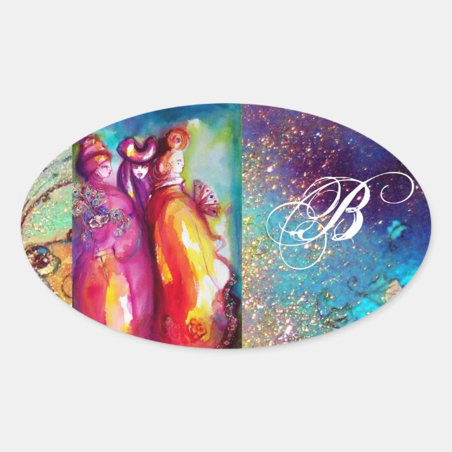 Sticker Ovale TROISIÈME MASQUE, Monogramme (Devant)