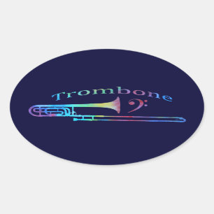 Sticker Ovale Trombone avec Bass Clef