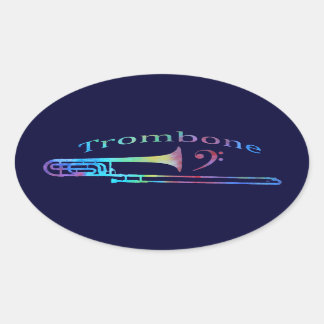 Sticker Ovale Trombone avec Bass Clef