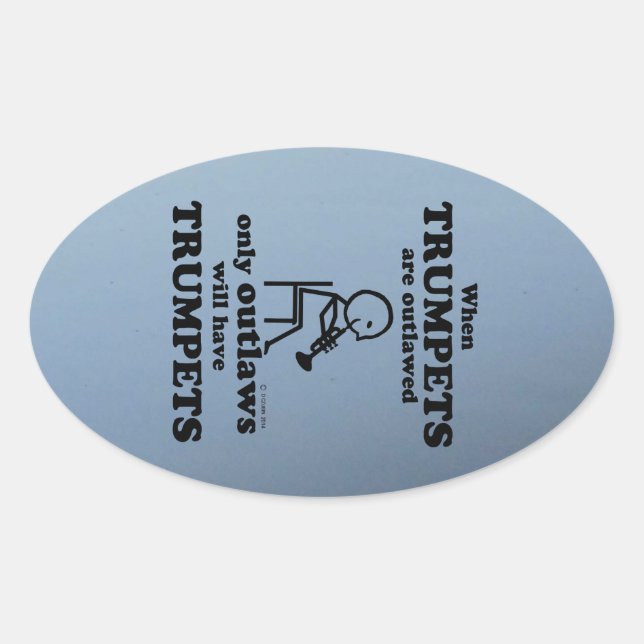 Sticker Ovale Trompettes : interdiction de l'autocollant ovale (Devant)