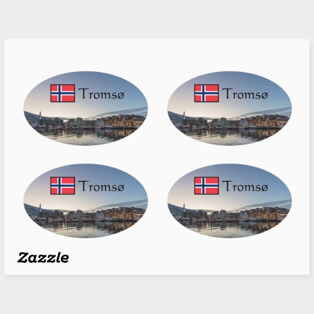 Sticker Ovale Tromso Norvège (Feuille)
