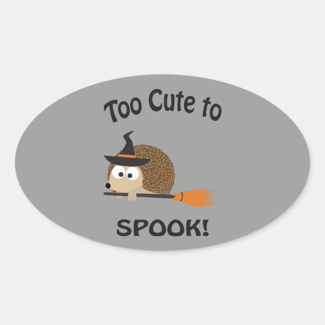 Sticker Ovale Trop Mignonne Pour Parler ! Hedgehog Witch (Devant)