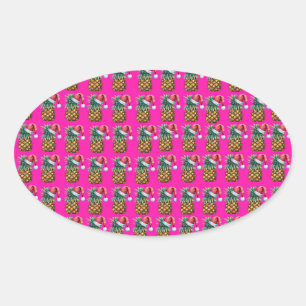 Sticker Ovale Tropica - rose