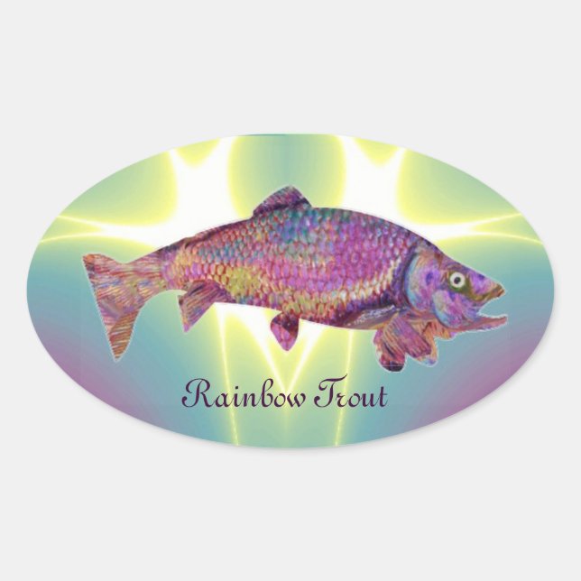 STICKER OVALE TROUT RAINBOW COLORFUL (Devant)