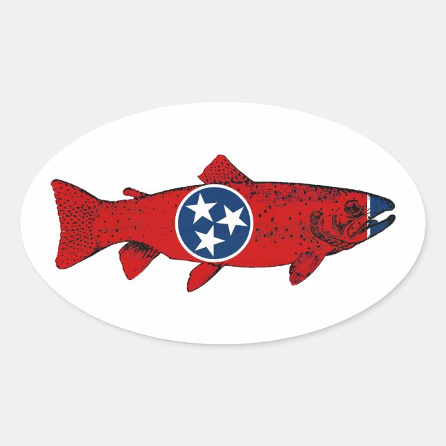 Sticker Ovale Truite de la Tennessee (Devant)