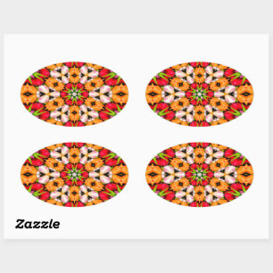 Sticker Ovale Tulips Bouquet Motif
