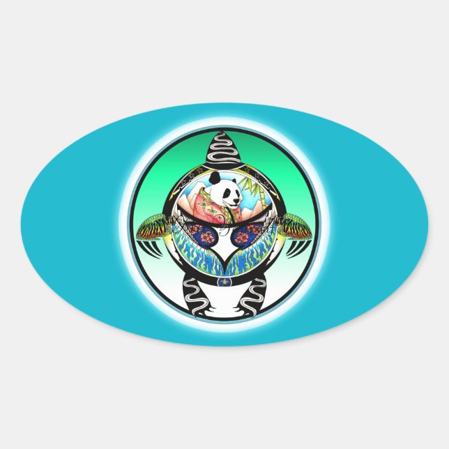 Sticker Ovale Turtle Panda (Devant)
