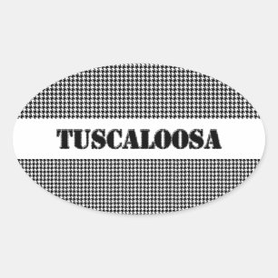 Sticker Ovale Tuscaloosa avec Houndstooth (Par MG Dezigns)