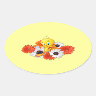 Sticker Ovale TWEETY™ avec marguerites