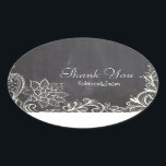 Sticker Ovale typographie vintage Chalkboard Mariage merci<br><div class="desc">invitations vintages à un mariage en tableau noir et faveurs du mariage campagnard rustique.</div>