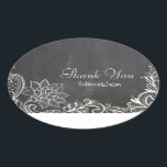 Sticker Ovale typographie vintage Chalkboard Mariage merci<br><div class="desc">invitations vintages à un mariage en tableau noir et faveurs du mariage campagnard rustique.</div>