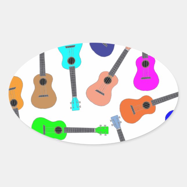 Sticker Ovale Ukulele Arc-en-ciel (Devant)