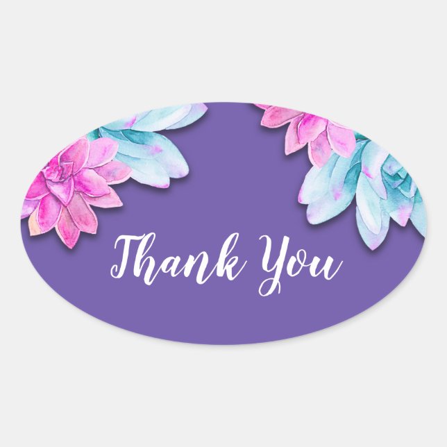 Sticker Ovale Ultra Violet Succulents Moderne Gras Fiesta Floral (Devant)