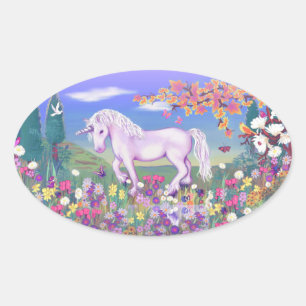 Sticker Ovale Un paradis mauve