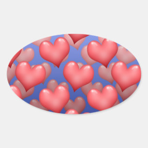 Sticker Ovale Un tas de coeurs