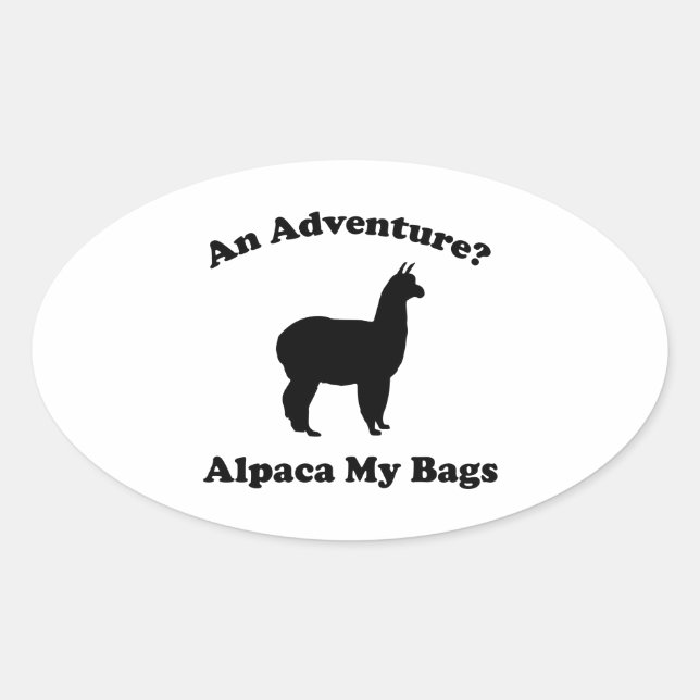 Sticker Ovale Une aventure ? Alpaca Mes Sacs (Devant)