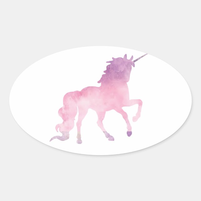 Sticker Ovale Unicorne rose pastel (Devant)