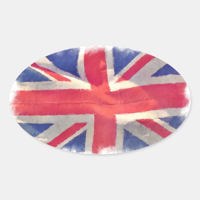 Sticker Ovale Union Flag ou Union Jack Patriot britannique (Devant)