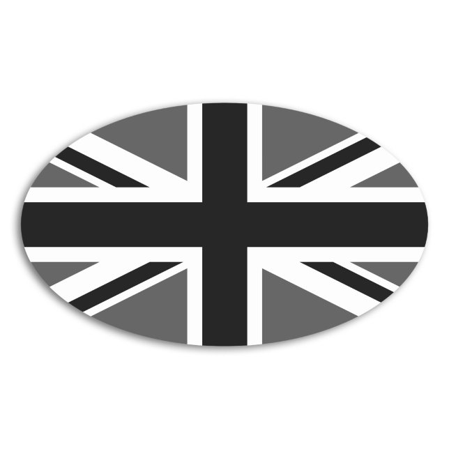 Sticker Ovale Union Jack noir et gris (Black and Grey Union Jack Oval Sticker)