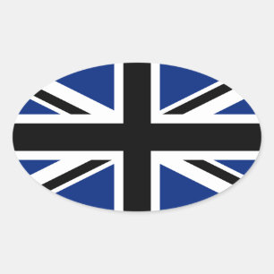 Sticker Ovale Union Jack noire et bleue