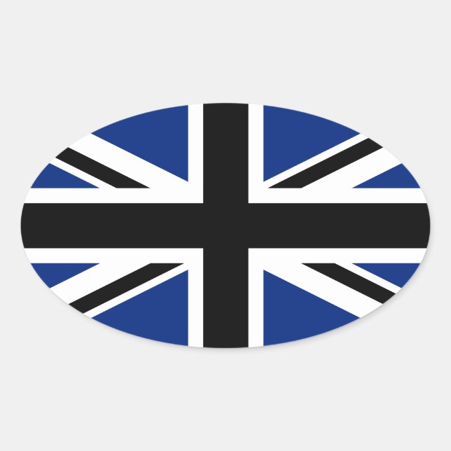 Sticker Ovale Union Jack noire et bleue (Devant)