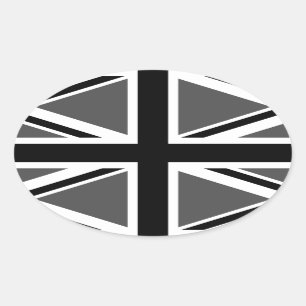 Sticker Ovale Union Jack noire et grise