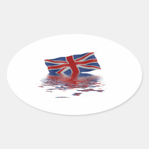 Sticker Ovale Union Jack reflété dans l'eau