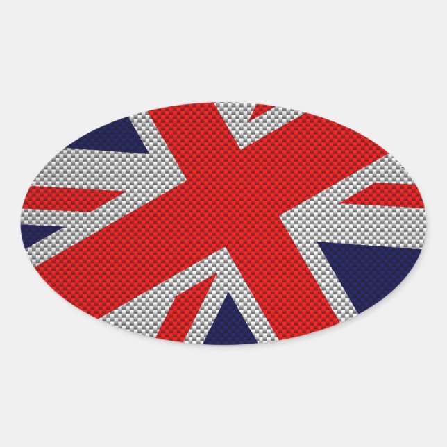 Sticker Ovale Union Jack sur l'impression en fibre de carbone (Devant)